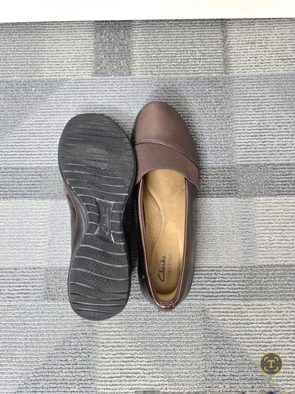 Clarks Collection Kaetlyn Rhea Leather Metallic Bronze Slip-On Women's Flats